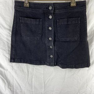 Madewell Black Frost Stretch Denim A-Line Mini Skirt Size 4